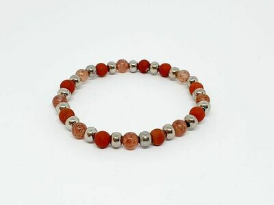 Bracelet Jaspe rouge et quartz hématoïde, 6 mm