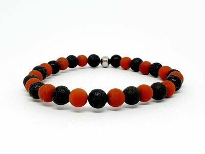 Bracelet Jaspe rouge mat et pierre de lave, 6 mm