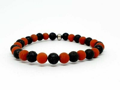 Bracelet Jaspe rouge mat et pierre de lave, 6 mm