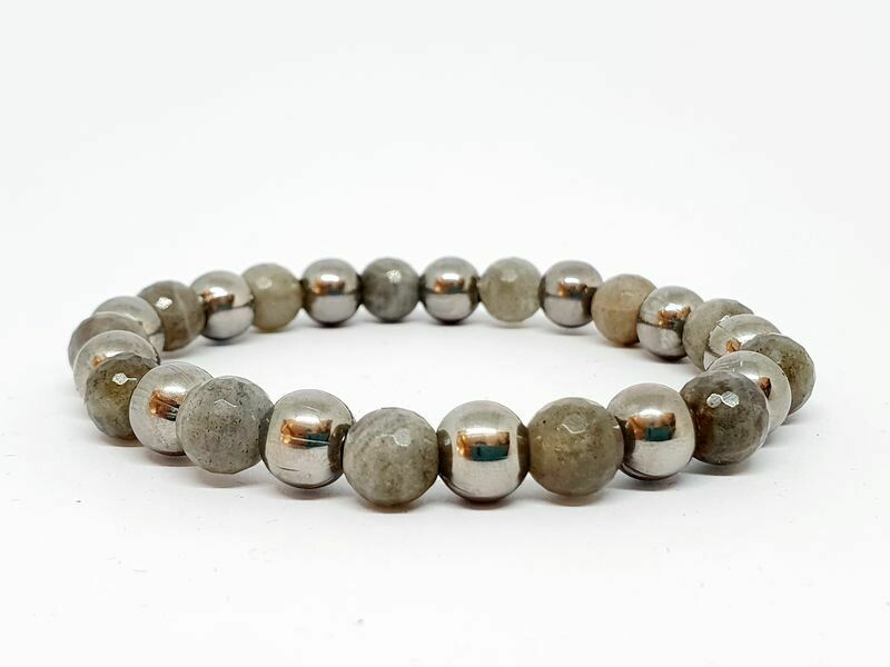 Bracelet Labradorite facettée, 8 mm