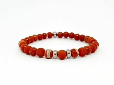 Bracelet jaspe rouge mat et normal, 6 mm