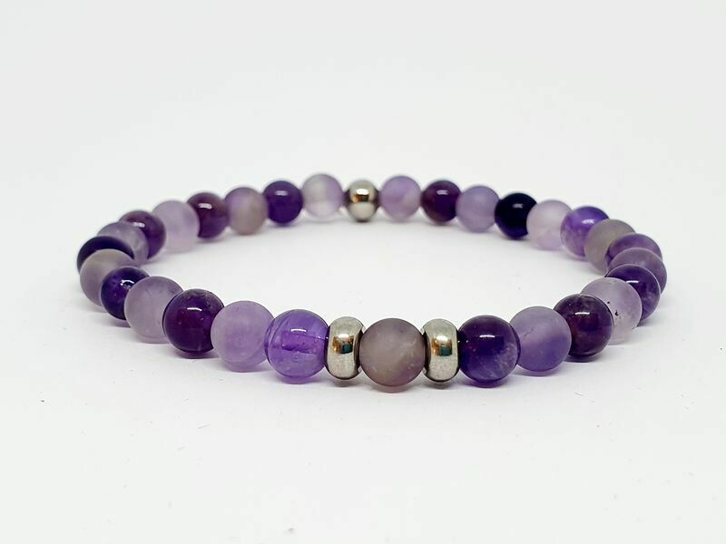 Bracelet Améthyste matte et normale, 6 mm