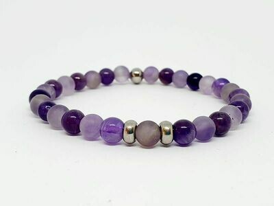 Bracelet Améthyste matte et normale, 6 mm
