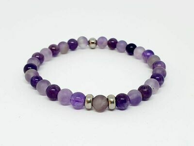 Bracelet Améthyste matte et normale, 6 mm