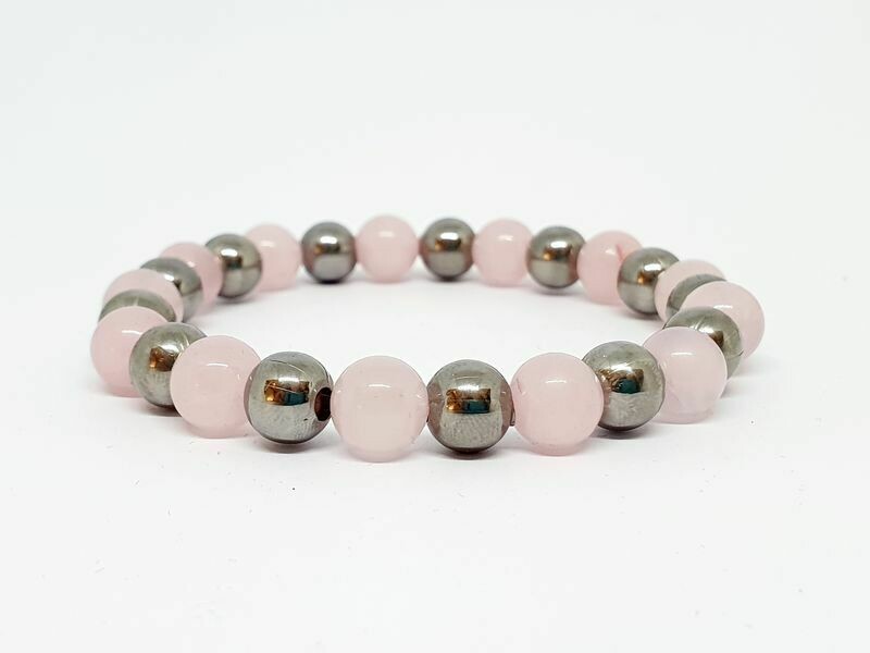 Bracelet Quartz rose, 8 mm