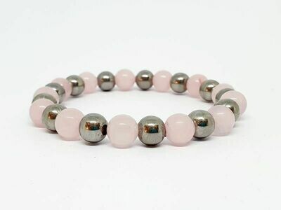Bracelet Quartz rose, 8 mm