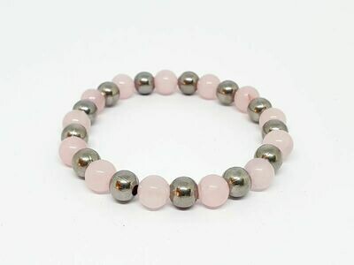 Bracelet Quartz rose, 8 mm