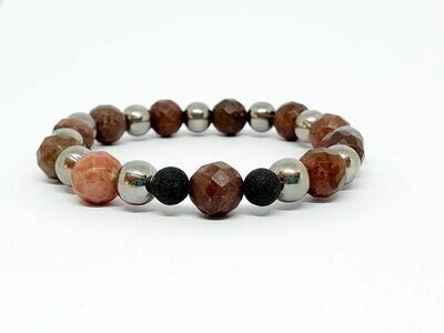 Bracelet Rhodonite facettée, 10 mm