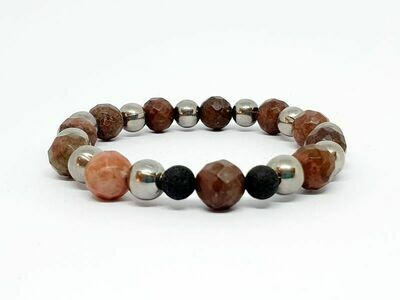 Bracelet Rhodonite facettée, 10 mm