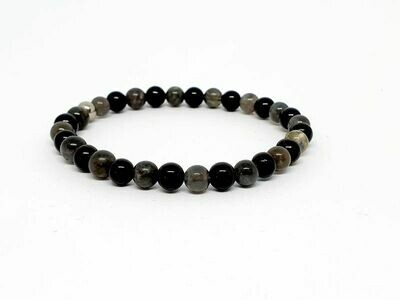 Bracelet Labradorite et Tourmaline, 6 mm