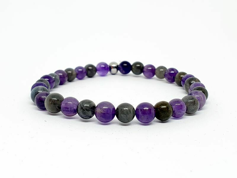 Bracelet labradorite et améthyste, 6 mm