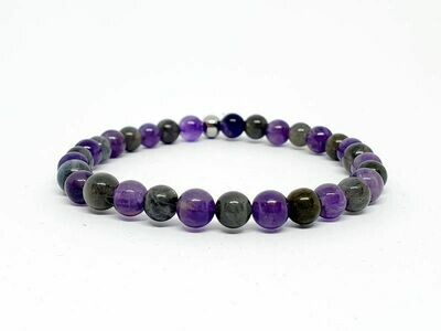 Bracelet labradorite et améthyste, 6 mm