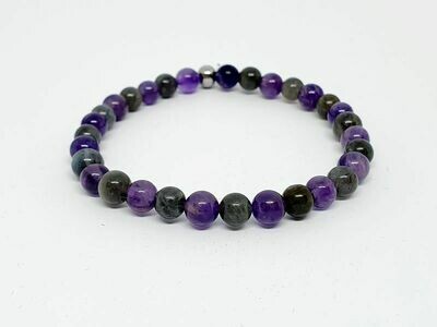 Bracelet labradorite et améthyste, 6 mm