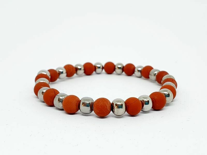Bracelet Jaspe rouge mat, 6 mm