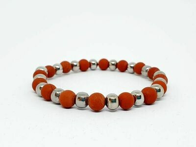 Bracelet Jaspe rouge mat, 6 mm