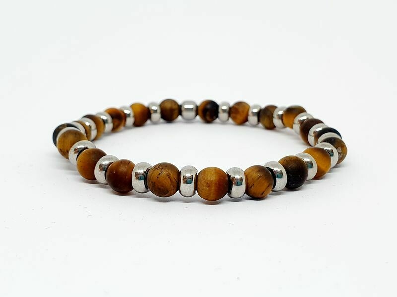 Bracelet œil de tigre mat, 6 mm