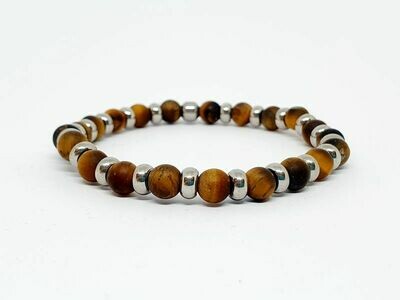 Bracelet œil de tigre mat, 6 mm