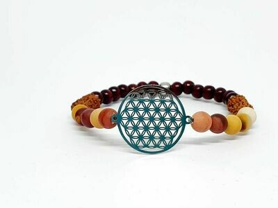 Bracelet mookaïte 6 mm et rudraksha 7 mm