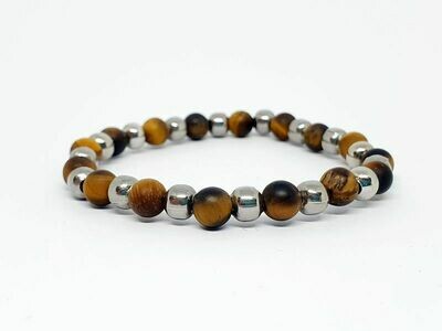 Bracelet Oeil de tigre mat, 6 mm