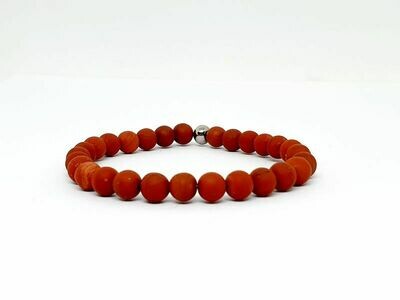 Bracelet jaspe rouge matte, 6 mm