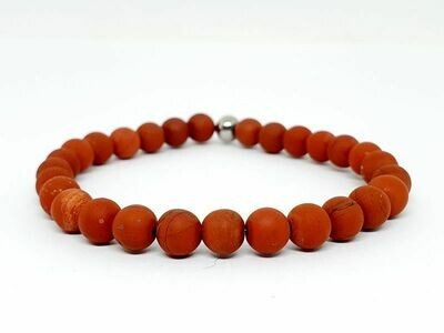 Bracelet jaspe rouge matte, 6 mm