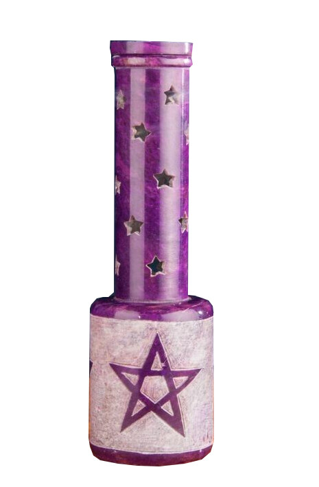 Brûle encens en pierre violet avec pentagramme