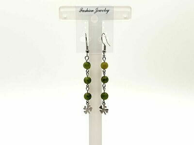 Boucle d'oreille Jade canada et trèfle