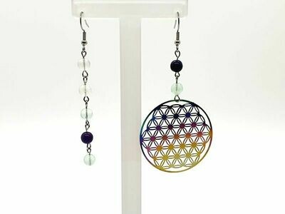 Boucle d'oreille asymétrique Fluorite 6 mm