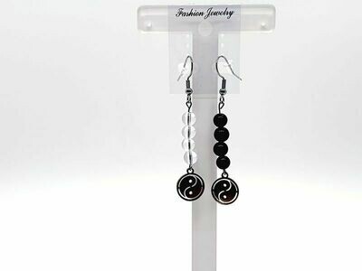 Boucles d&#39;oreilles Tourmaline et crital de roche 6 mm