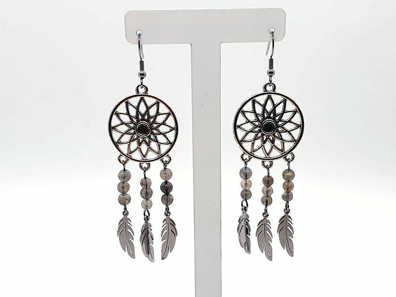 Boucles d&#39;oreilles Labradorite 4 mm