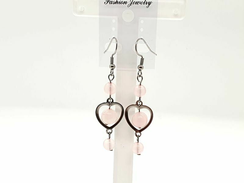 Boucles d&#39;oreilles Quartz rose 6 mm et 8 mm