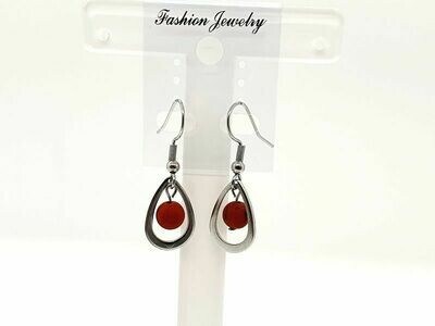Boucles d'oreilles Japse rouge mat 6 mm