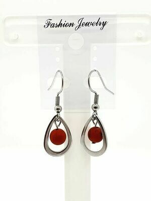Boucles d&#39;oreilles Japse rouge mat 6 mm