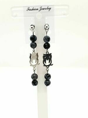 Boucles d'oreilles obsidienne flocon de neige 6 mm