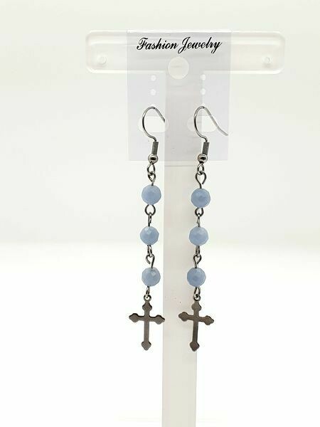 boucles d&#39;oreilles Angélite facettées 6 mm