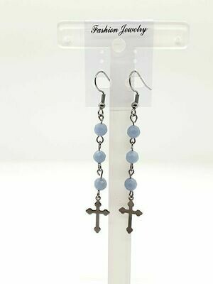 boucles d&#39;oreilles Angélite facettées 6 mm