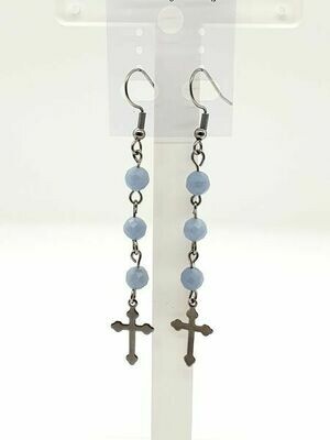 boucles d'oreilles Angélite facettées 6 mm