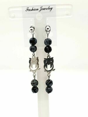 Boucles d&#39;oreilles obsidienne flocon de neige 6 mm