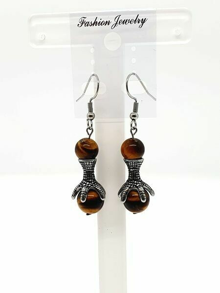 Boucles d&#39;oreilles œil de tigre 8 et 10 mm