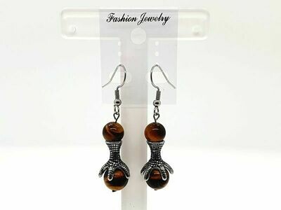 Boucles d'oreilles œil de tigre 8 et 10 mm