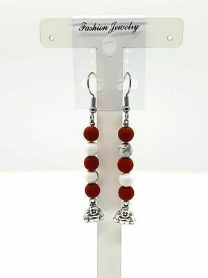 Boucles d'oreilles Magnésite et Jaspe rouge 6 mm