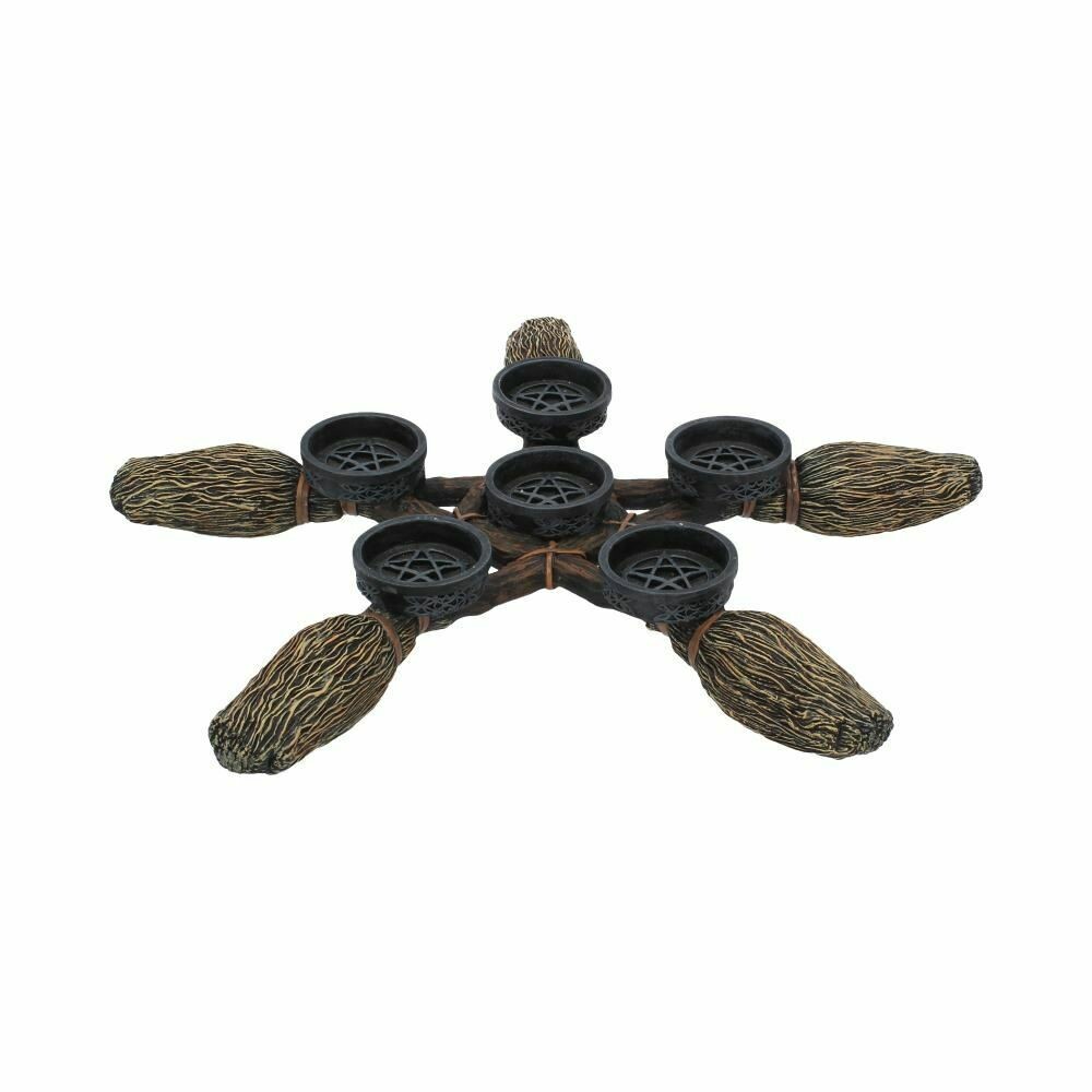 Bougeoir Balais en forme de pentagramme 34 cm