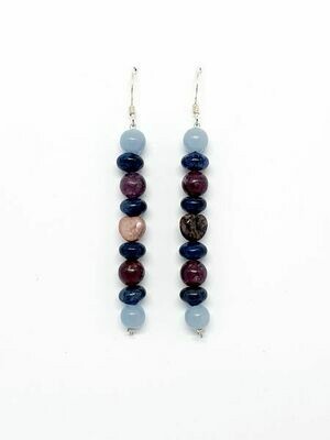 Boucles d'oreilles Rhodonite coeur, dumortierite, lépidolite, angelite, 6 mm