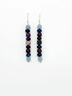 Boucles d&#39;oreilles Rhodonite coeur, dumortierite, lépidolite, angelite, 6 mm