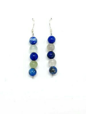 Boucles d'oreilles fluorite et lapis-lazuli, 6 mm