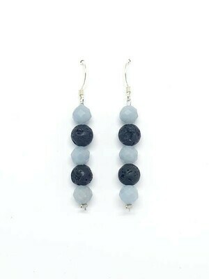 Boucles d&#39;oreilles Angélite et pierre de lave