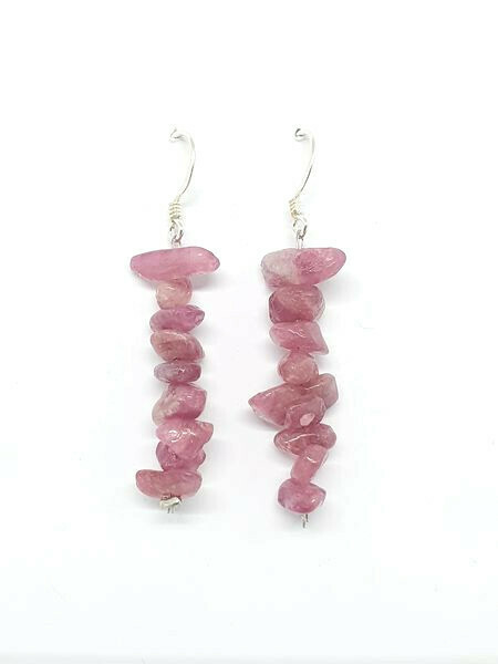 Boucles d&#39;oreilles Tourmaline rose, pépites