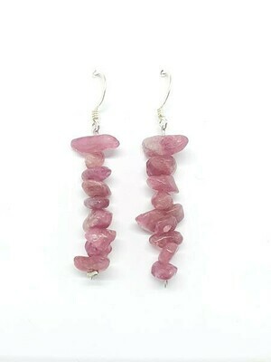 Boucles d&#39;oreilles Tourmaline rose, pépites