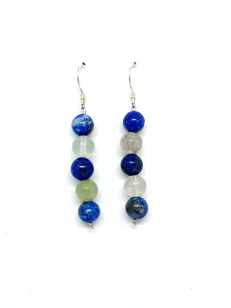 Boucles d&#39;oreilles fluorite et lapis-lazuli, 6 mm