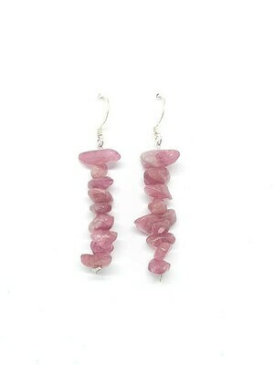 Boucles d'oreilles Tourmaline rose, pépites